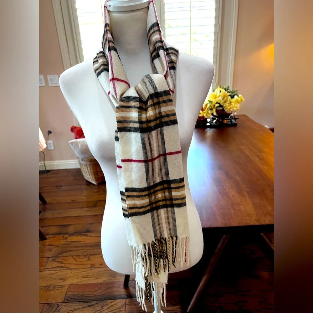 Men’s Classic Plaid Scarf 65”X 11.5” Super soft hand feel Made in Germany